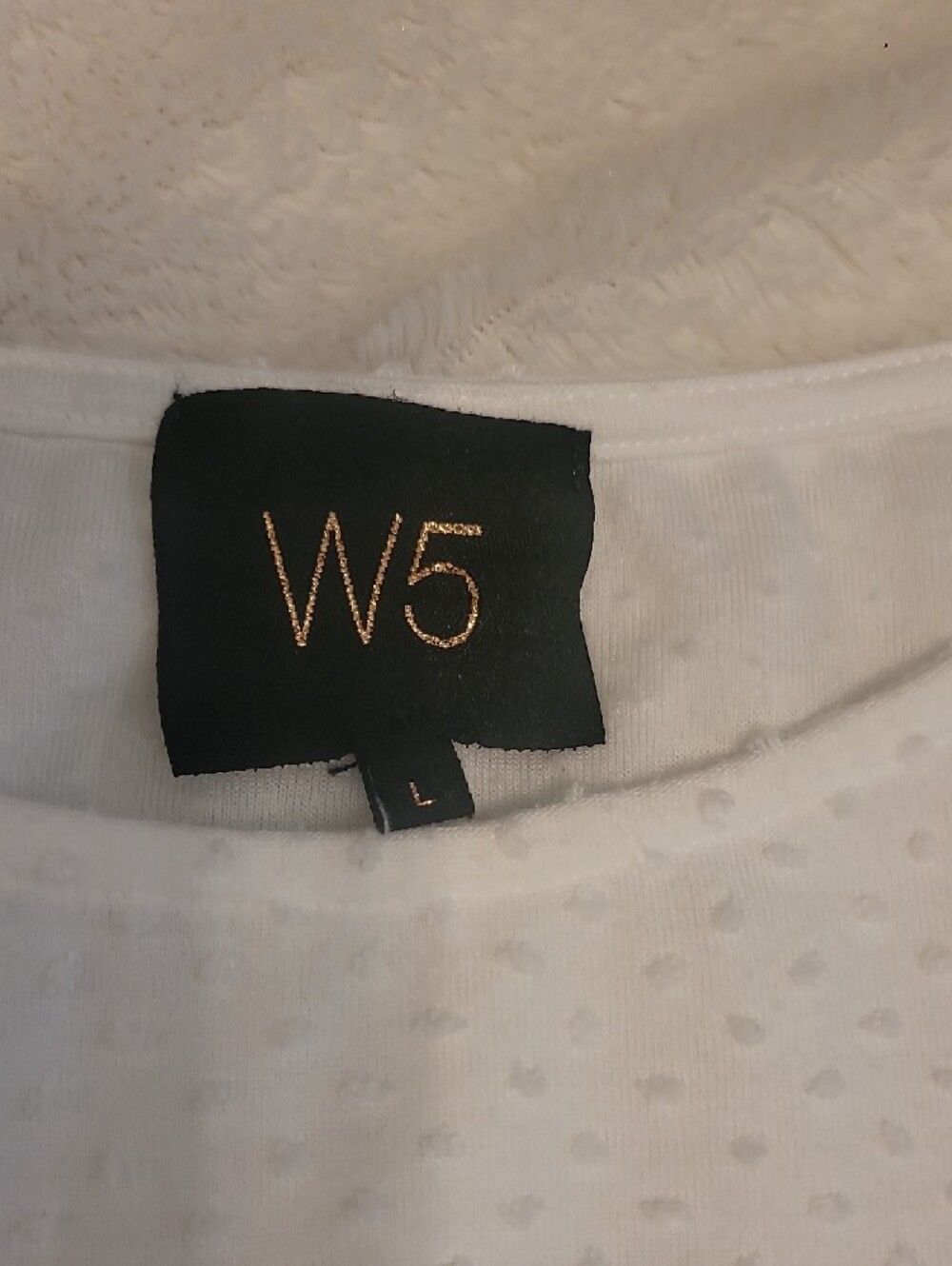 W5 White Textured Short Sleeve Blouse - Picture 2 of 4